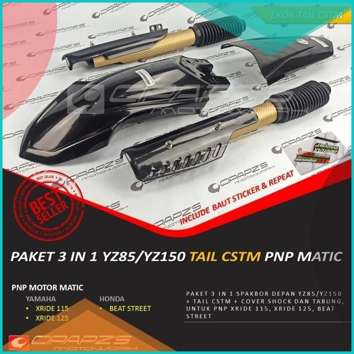 Paket 3 in 1 pnp x-ride beat street spakbor depan yz85 tail cstm cover