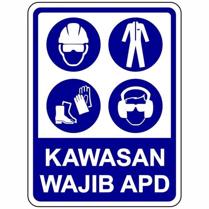 

Rambu K3 Kawasan Wajib APD Plat Alumunium uk 40x60 cm