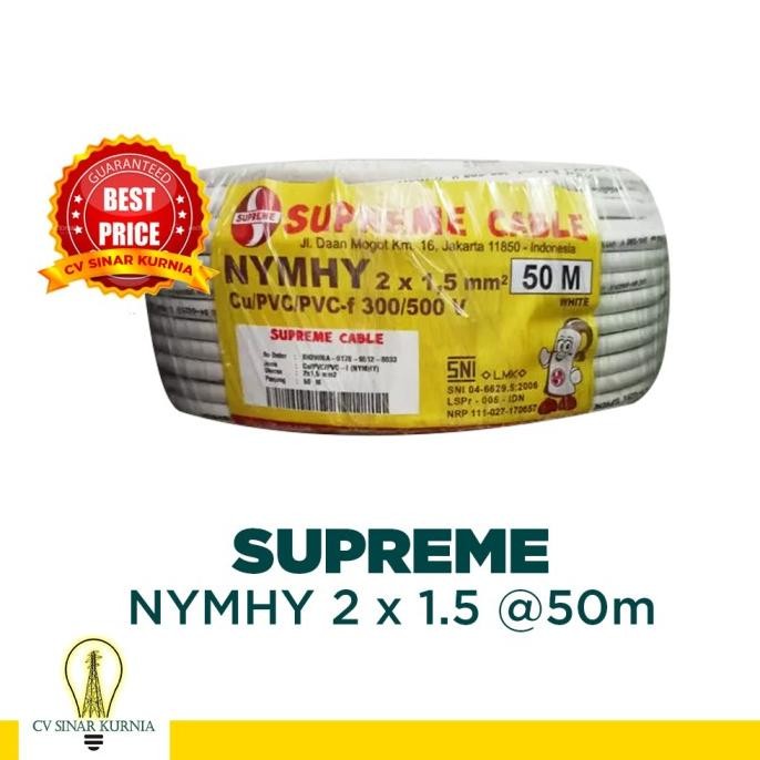 Kabel Listrik NYMHY 2x1.5 mm 2x1,5 SUPREME| SUPREME Kabel NYMHY| 50M