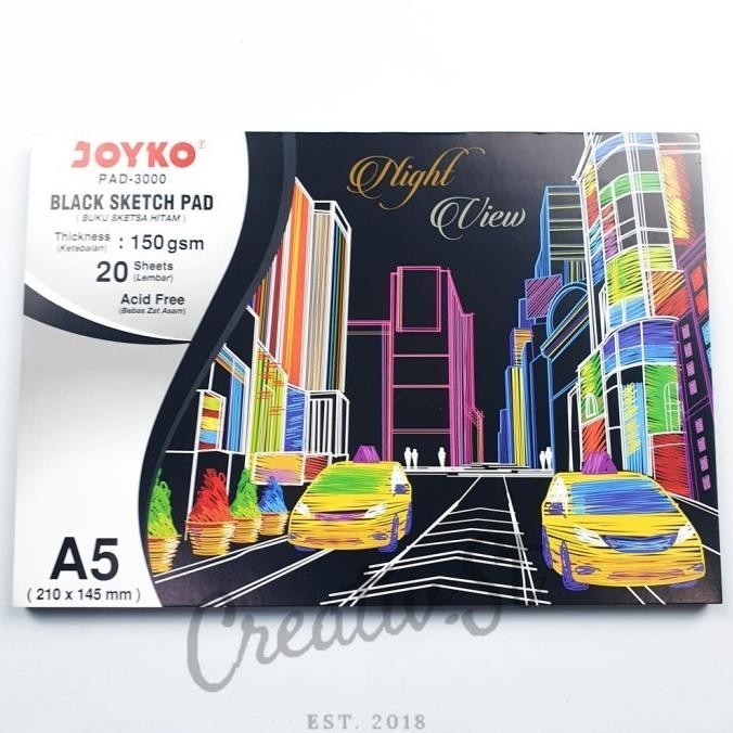 

TERMURAH - Sketch Book Joyko Black Sketch Pad-3000 A5 150 gsm 20 Sheets Kertas Hi