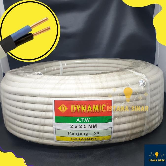 TERMURAH - Kabel listrik Dynamic NYM 2 x 2.5 / Kabel tembaga / Kabel kawat 1 Roll
