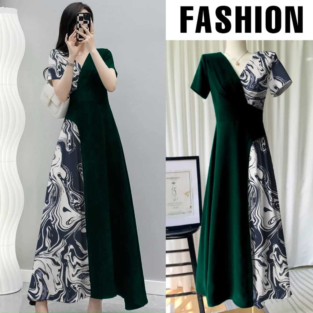 Dress Wanita Dewasa Dreas Brukat Wedding Elegan Mewah Selutut Gaung Kondangan Pesta Pernikahan Natal