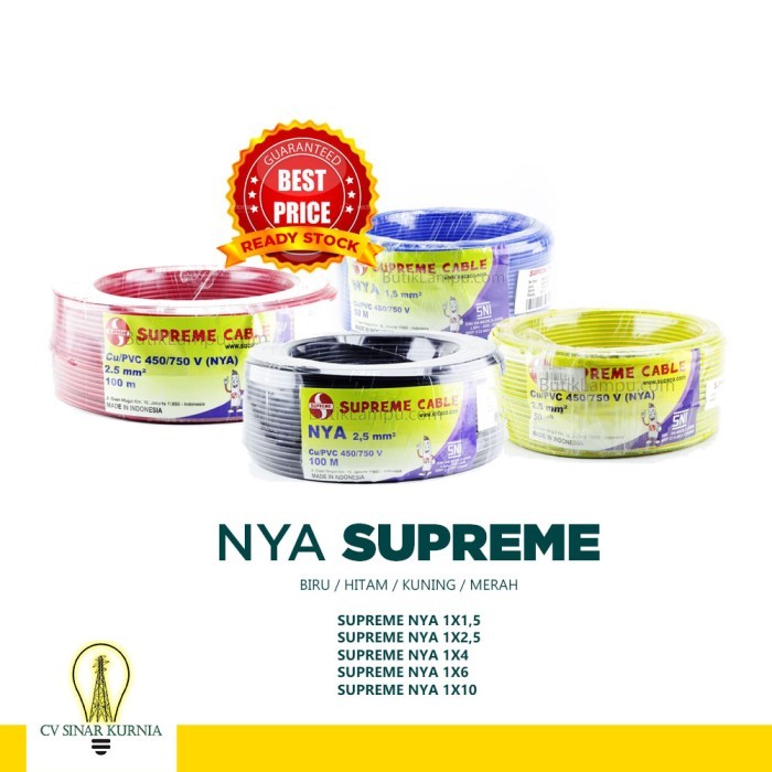 NEW Kabel Listrik NYA 1 x 2.5 mm 2.5 2,5 SUPREME SUPREME Kabel NYA 50M