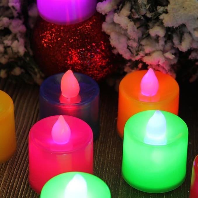 @@@@] Lilin LED Smokeless 7 Warna-Lilin Elektrik Mini-Lilin elektrik LED