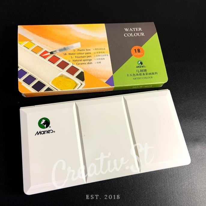

Maries Solid Watercolour Pocket Set 18 Colors Box Cat Air Padat