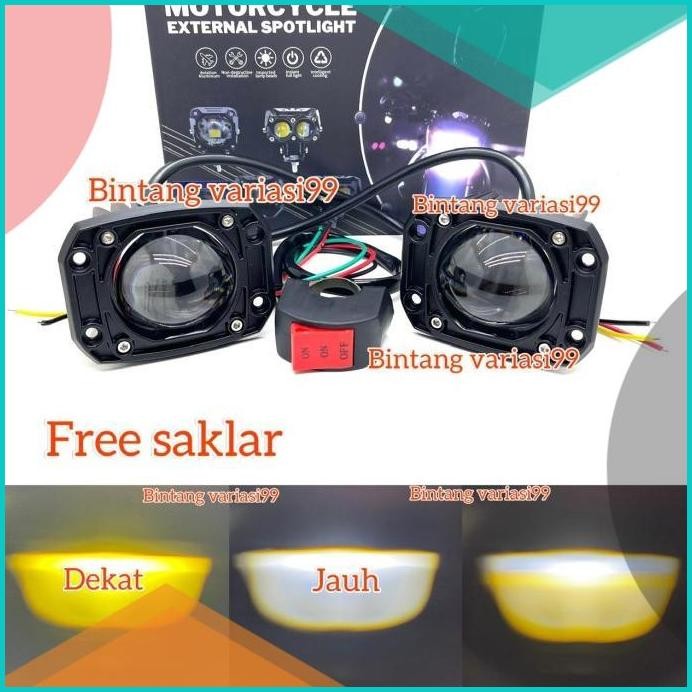 Sepasang Lampu Foglamp Laser Gun LED Bumper Bemper  Mobil 3inc Kotak