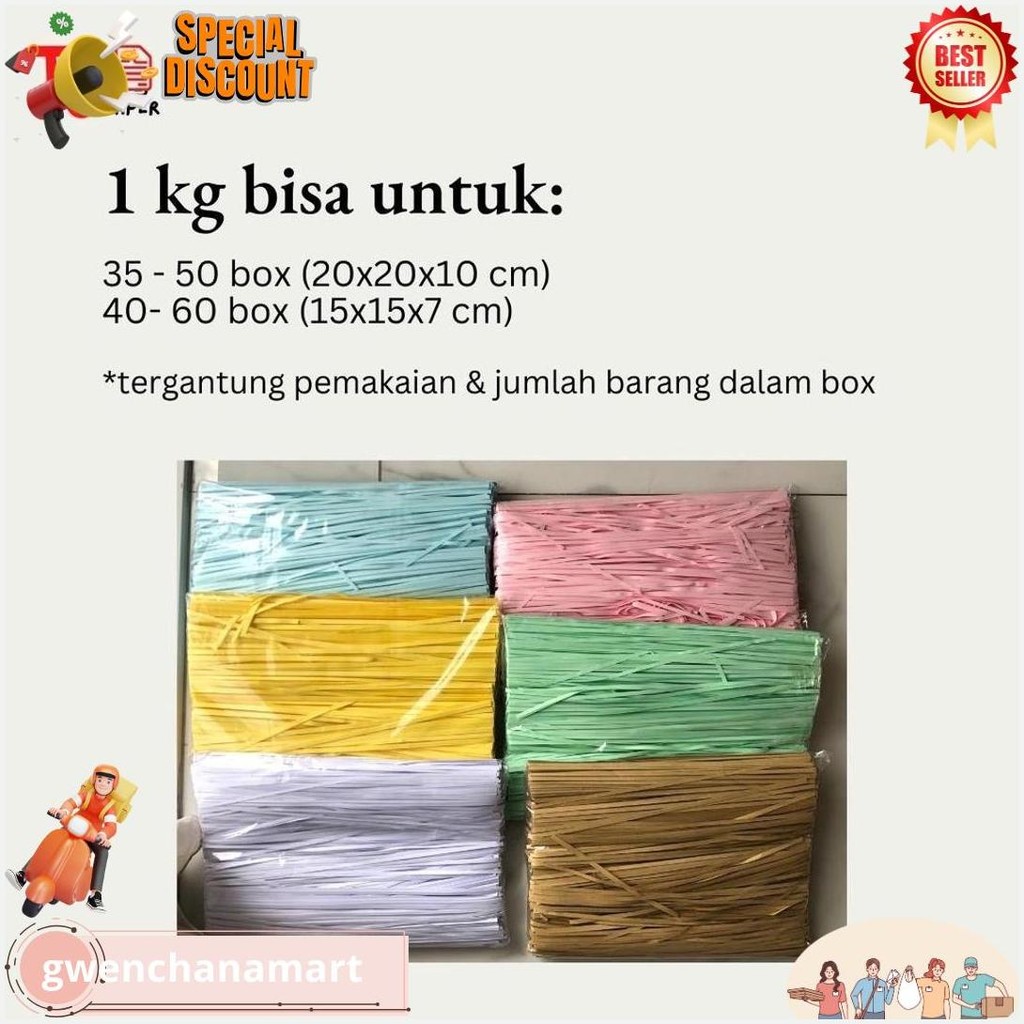 

(1 Kg) Kertas Serut / Kertas Cacah / Shredded Paper Termurah : Filler Hampers, Gift Box, Kado Lebaran, Idul Fitri, Natal, Ulang Tahun. (Coklat, Putih, Kuning, Hijau, Pink / Merah Muda, Biru) Siap Kirim
