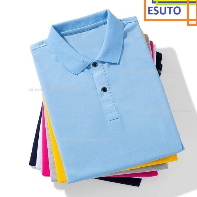 KAOS POLO SHIRT KERAH PRIA POLOS WARNA ABU UNGU PINK BIRU LILAC PASTEL