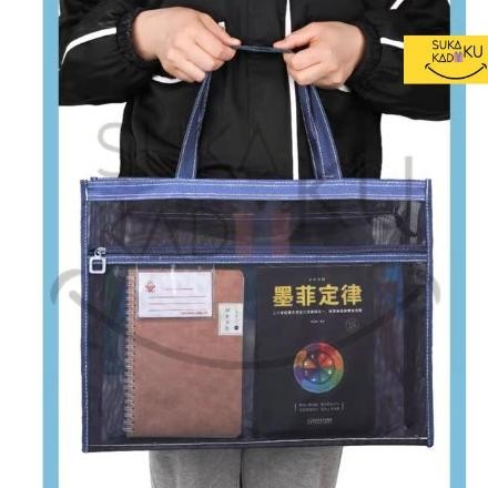 

OKE0NE! DOCUMENT BAG ZIPPER MESH MAP ORGANIZER DOKUMEN BERKAS A4 TRANSPARAN