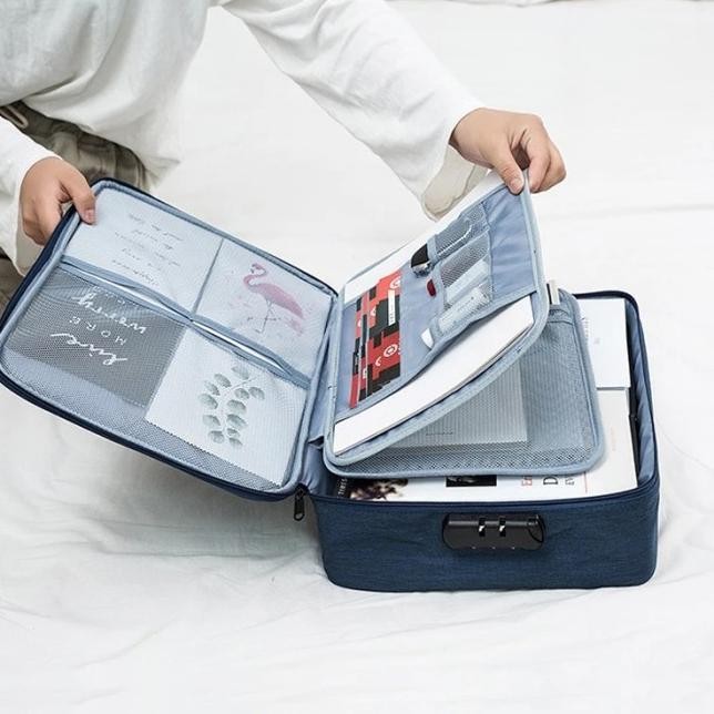 

TAS DOKUMEN TRAVEL BAG DOCUMENT STORAGE BOX FILE DENGAN PASSWORD