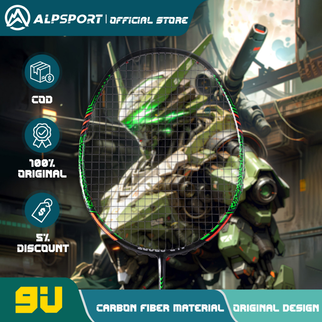 ALP SR 9U 58g G5 35Lbs Raket Bulutangkis Serat Karbon 100% Super Ringan Warna Ganda Wajah Ganda Deng