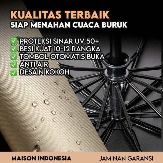 Payung Lipat Jumbo 12 Jari Otomatis Anti UV Ukuran Besar Kuat Kokoh AS
