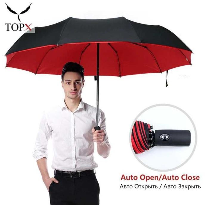 Payung Hujan Lipat Besar Jumbo Hitam Otomatis Praktis Kuat & Kokoh AS