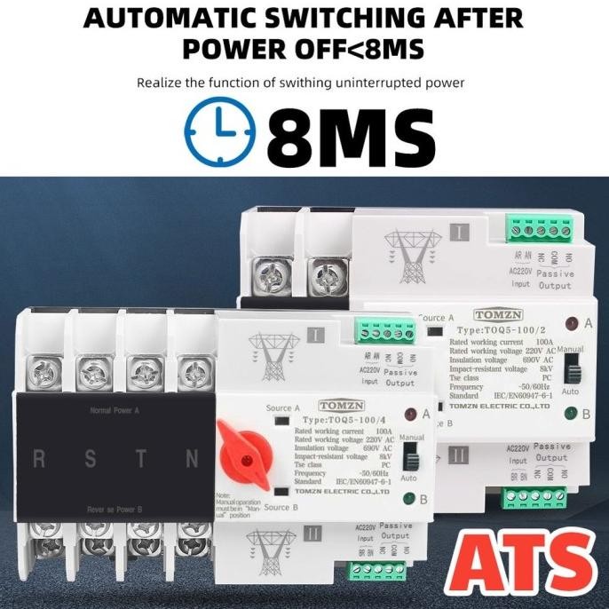 TOMZN ATS Din Rail Listrik MCB Otomatis Automatic Transfer Switch