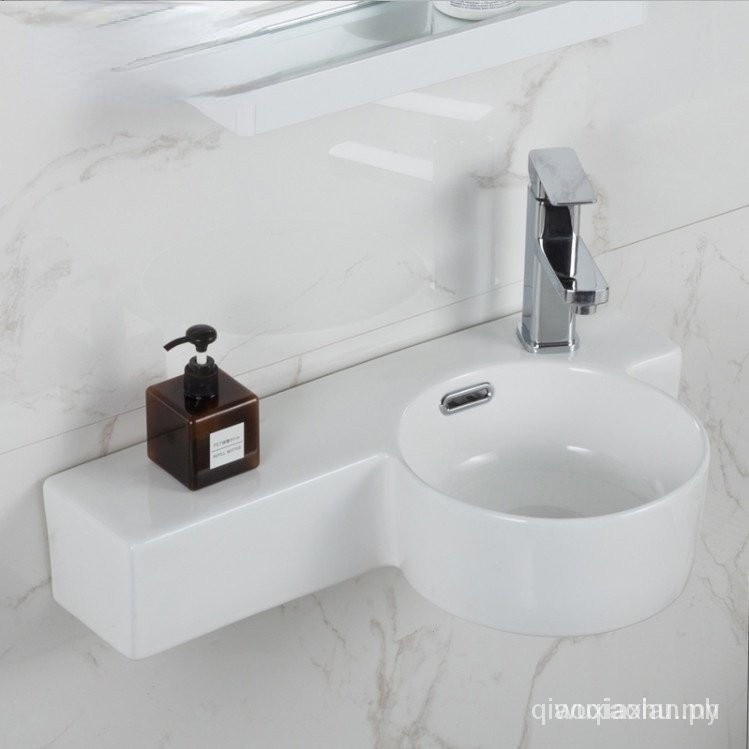 【Tersedia】mini basin sink/Sinki Tandas/wastafel bilik air keramik/Compact Small Square Wall Wastafel