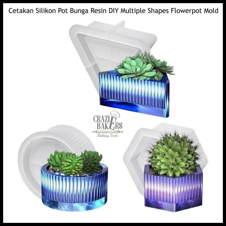 Cetakan Silikon Pot Bunga Resin Diy Multiple Shapes Flowerpot Mold