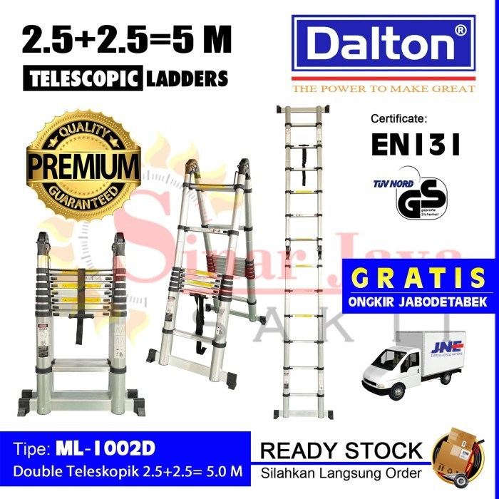 Promo Tangga Alumunium Double Teleskopik Telescopic 2.5+2.5=5M Dalton