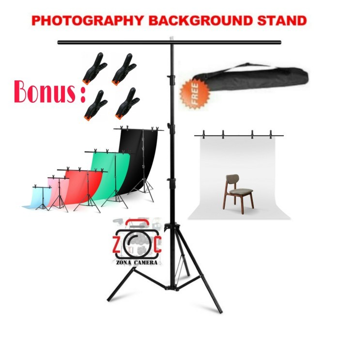 Best Seller Zona Tiang Background Stand Portable Layar Studio Vlog Backdrop Kain