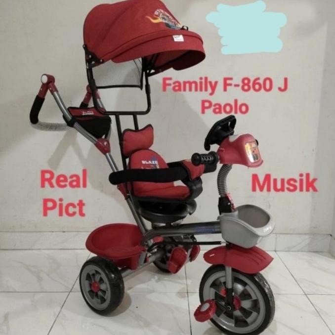 Sepeda Anak Roda Tiga 3 Family F 860 J New Musik Bangku bisa di puter