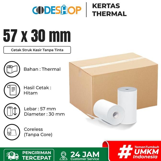 

Terlaris 1 DUS Kertas Thermal Otani 57 x 40 mm Roll Printer Struk Kasir 58mm SALE