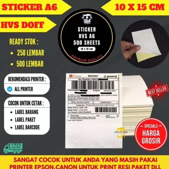 

Terlaris STIKER HVS A6 500 LEMBAR / KERTAS STICKER HVS DOFF SALE