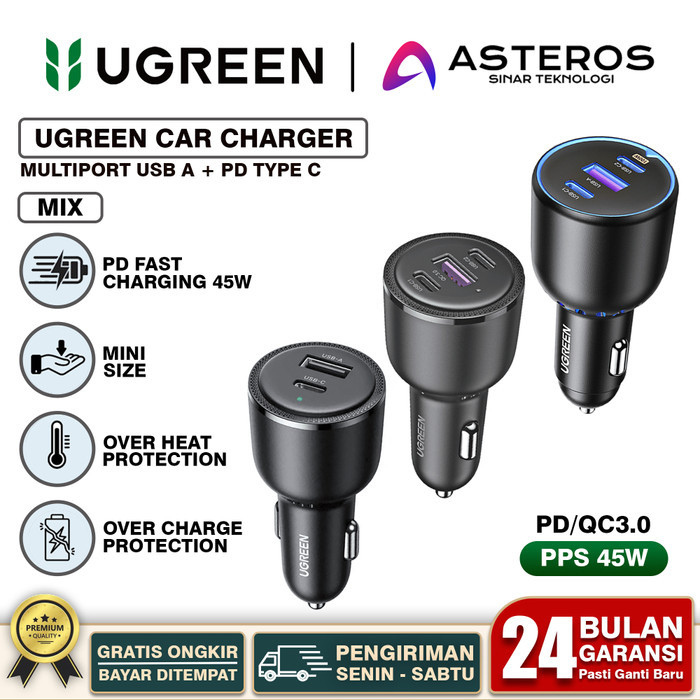 UGREEN Charger Mobil iPhone Samsung Xiaomi FAST Charging 20w 36w-120w