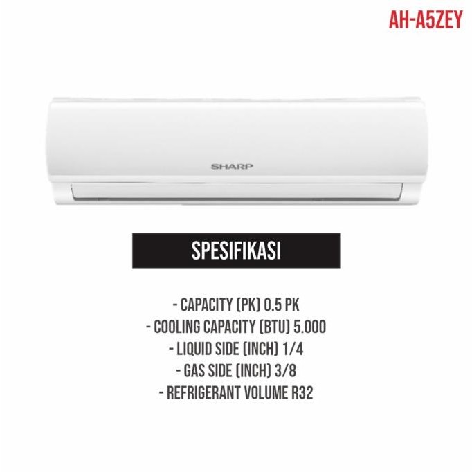 Sharp Ah-A5Zey / Aha5Zey Ac Split 1/2 Pk - Garansi Resmi Terbaik