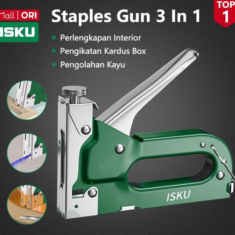 

ISKU Staples tembak jok motor/Stapler tembak kayu gun paku steples tembak 3 in 1 tacker Bisa 3 Jenis Staples