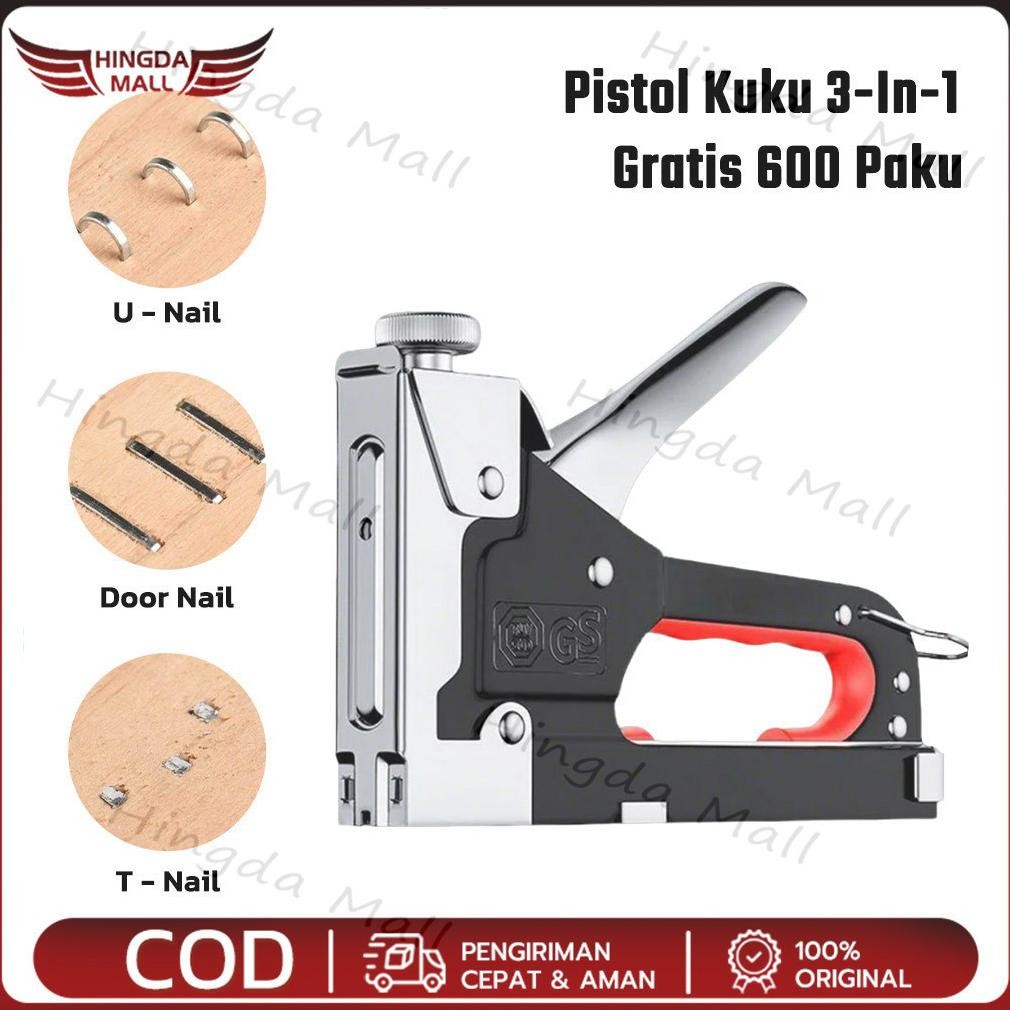 

Gratis 600 Paku / 3 In 1 Stapler Gun / 3 In 1 Pistol Kuku / Staples Tembak Gun Tacker / Powerfull Pistol Stapler / Furnitur DIY Pelapis Pistol Stapler / Dekorasi Rumah Alat Pertukangan / Multifungsi Pistol Stapler