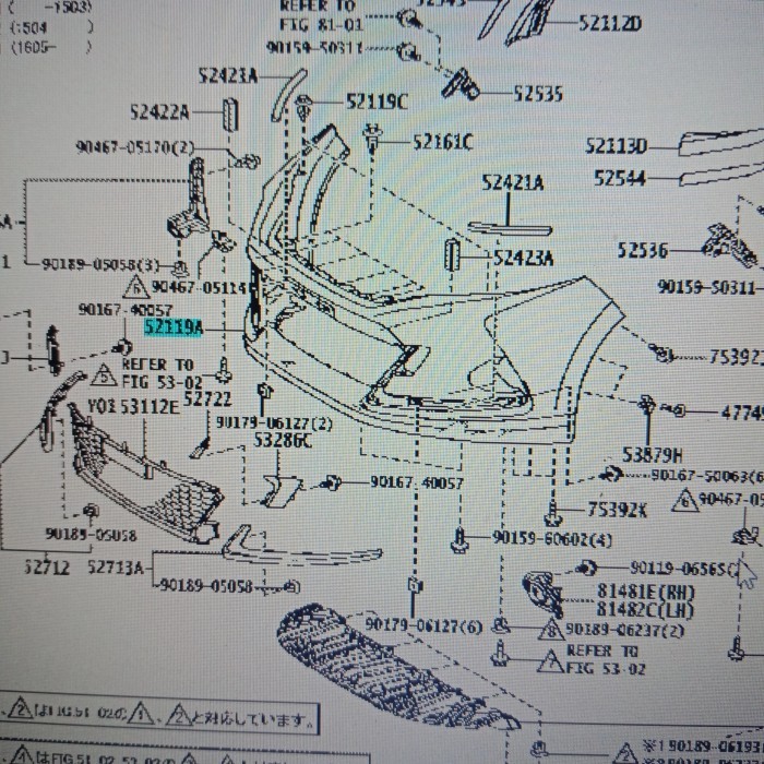 52119-48560- AO bumper depan HARRIER ZSU60 GS