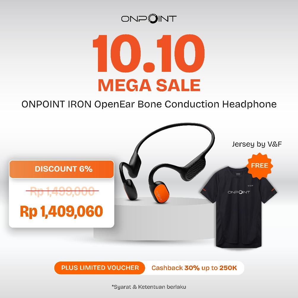 ONPOINT IRON OpenEar Bone Conduction Headphone - Open Ear BLACK