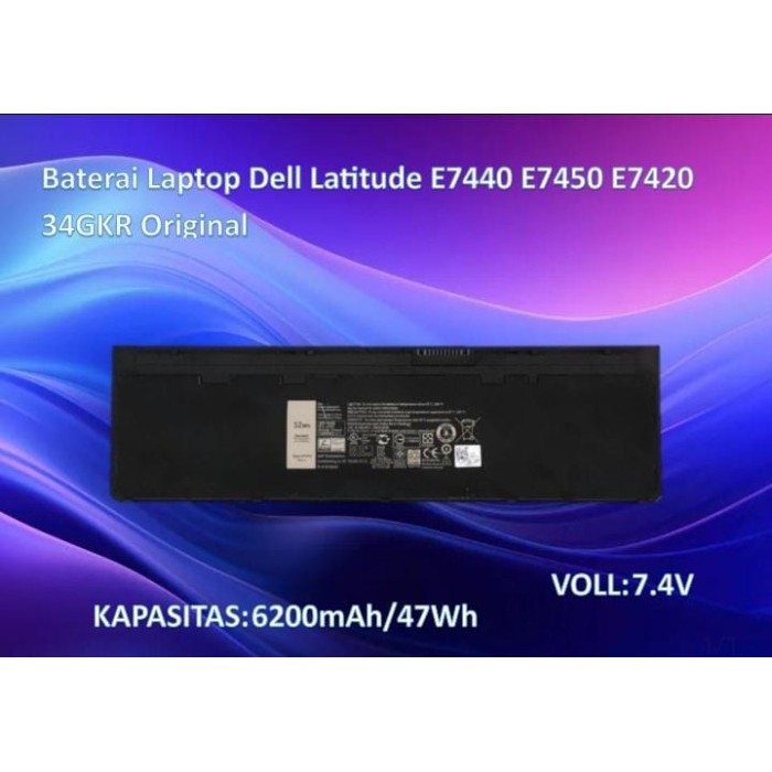 ada Baterai Laptop Dell Latitude E7440 E7450 E7420 34GKR Original