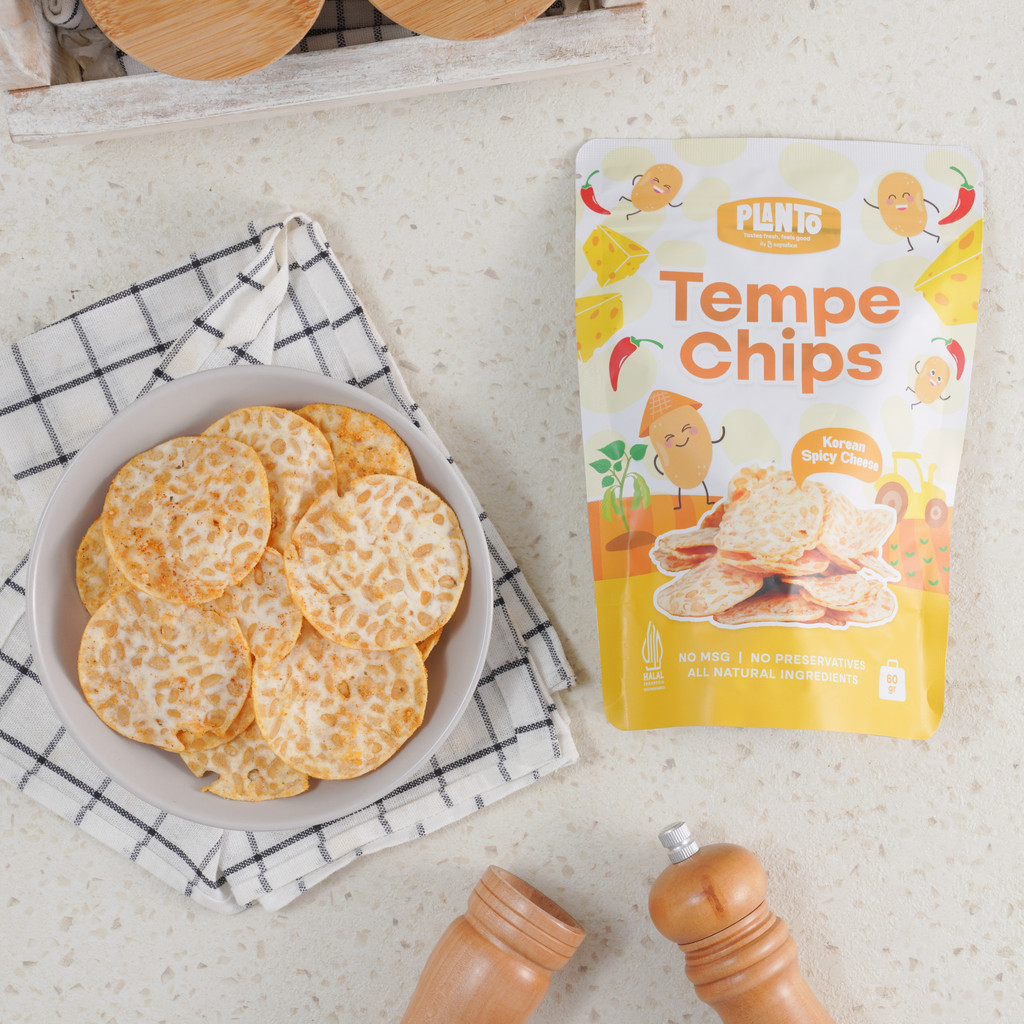 

Planto Tempe Chips Korean Spicy Cheese Non MSG 60 gram