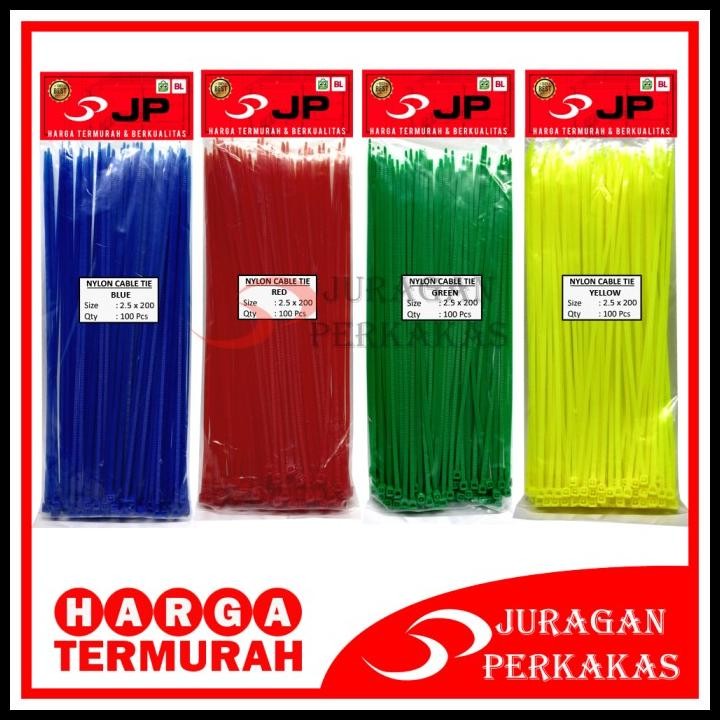 

TERBARU PAKET 4 SET KABEL TIES 2.5 X 200 MM MERAH KUNING HIJAU BIRU 100 PCS !!!