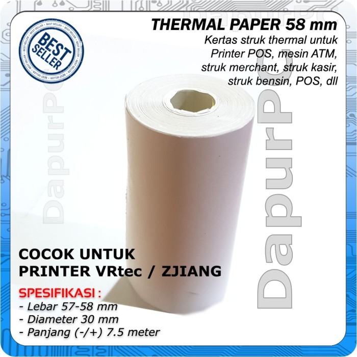

BEBAS ONGKIR - Kertas Thermal Paper 58 x 30 mm Struk utk ATM Printer Kasir Zjiang