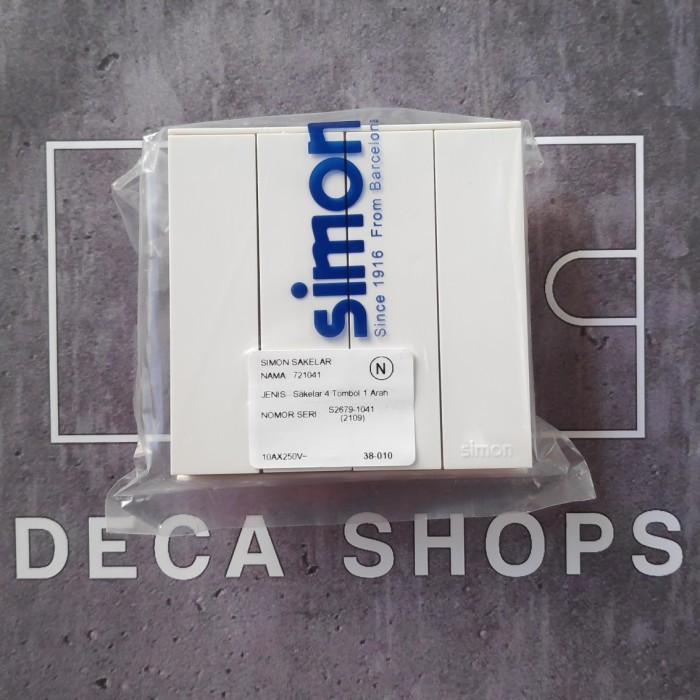 Simon E6 White Saklar 4 Gang 1 Way (TANPA FRAME)