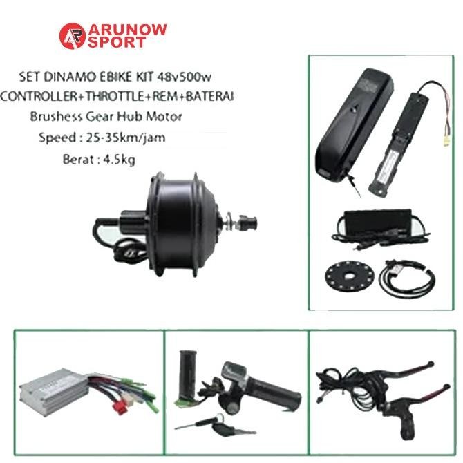Set Ebike Kit Konversi Sepeda Listrik Bldc 48V 500W Original