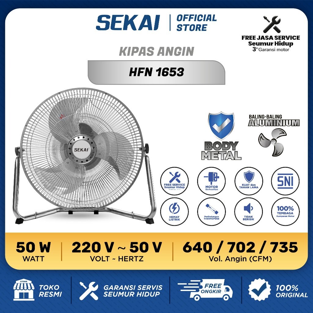 SEKAI Kipas Angin Meja Tornado / Kipas Angin Duduk 16 Inch - HFN 1653