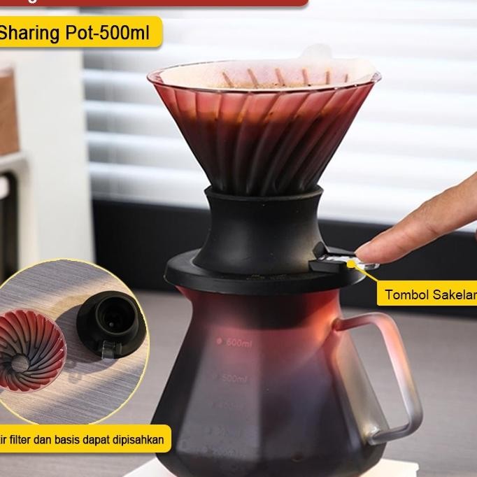 Coffee Dripper Kopi V60  - Alat Kopi V60 Dripper Set Cangkir Filter Pintar - Bisa Direndam Kaca Pot 