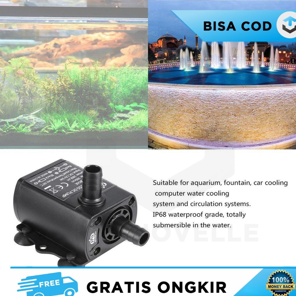 POMPA MESIN AIR CELUP MINI AQUARIUM USB BRUSHLESS WATER OIL PUMP BLACK