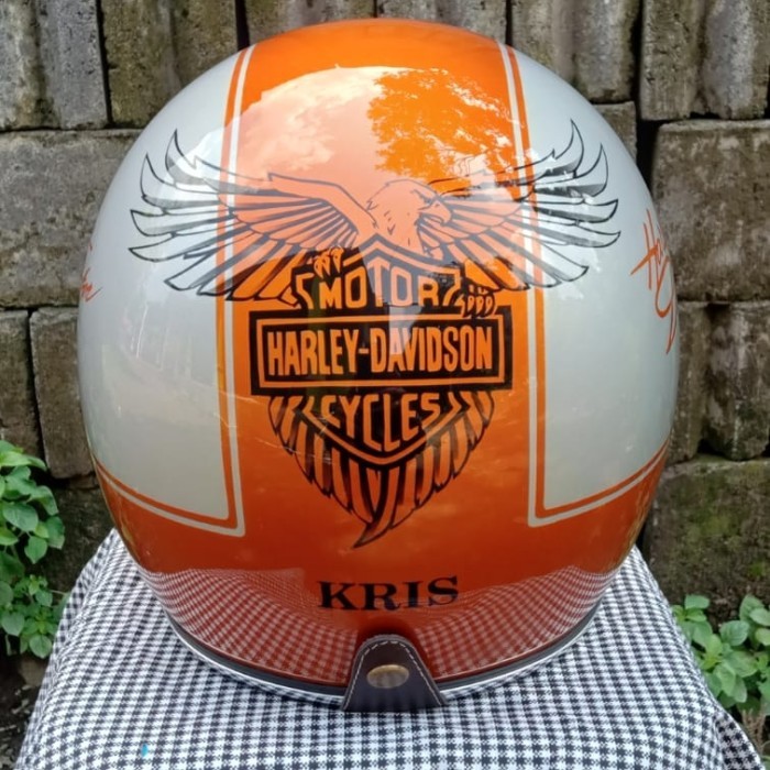 Khusus Grab Helm Harley Orange Replika