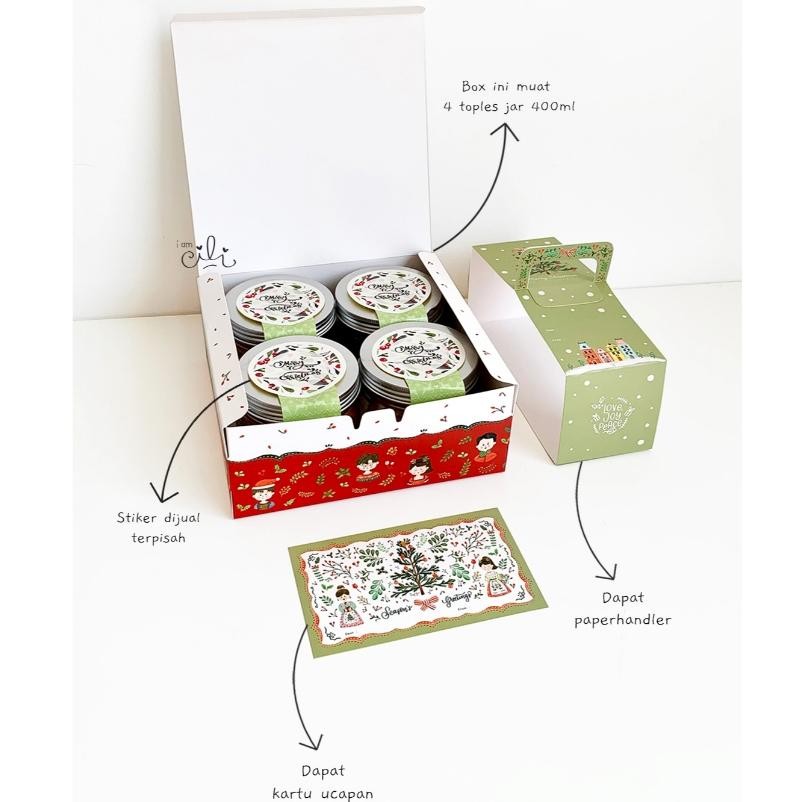 

(Box 20 X 20 X 8 Cm Natal) Kotak Kue Kering Bolu Lapis Toples Natal Christmas (10 Pcs) Terlaris