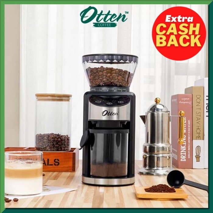 TERLENGKAP Otten - Mesin Penggiling Kopi Conical Burr Layar Sentuh Coffee Grinder