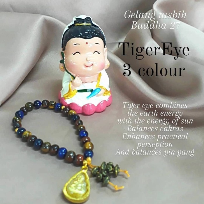 Azzatun - Gelang Tasbih Buddha 27 Tiger Eye 3 Colour Kwan Im