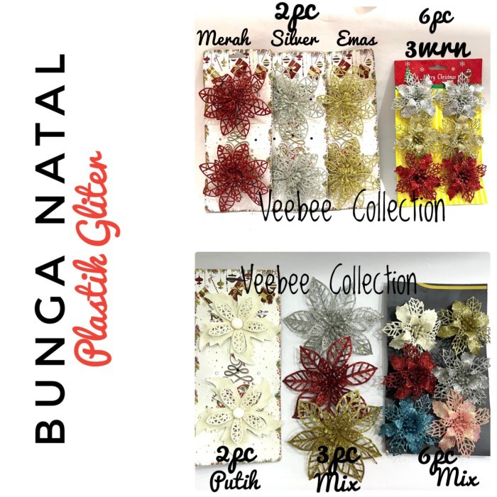 *:*:*:*:*] Bunga gliter hias pohon natal/ bunga natal/ hiasan natal/ christmas