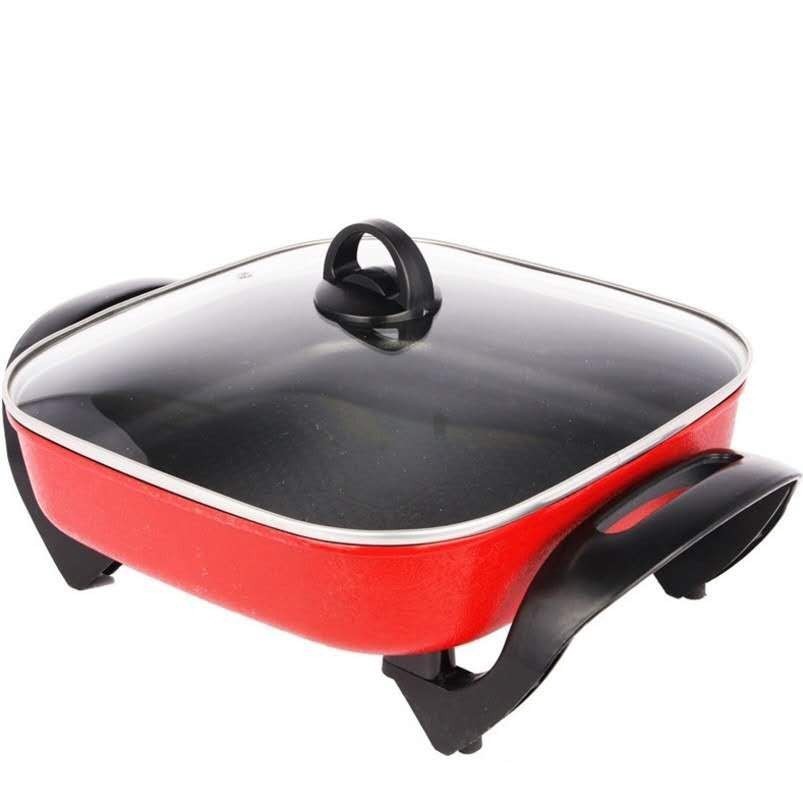 Panci Steamboat Elektrik Panggang dengan Penutup Panci Steamboat Elektrik Portabel Panggang dengan T