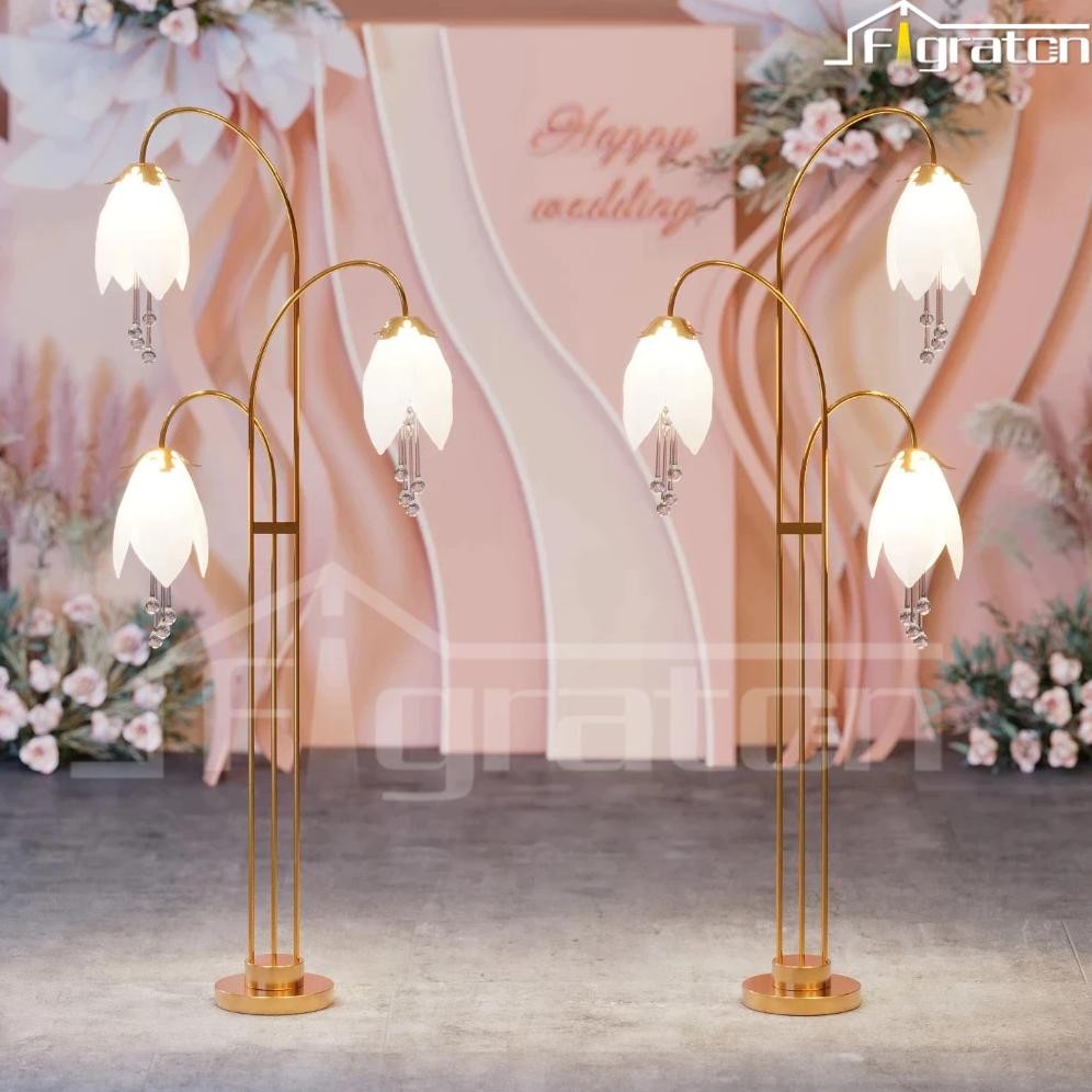 Dem Standing Lampu Pernikahan Bunga Dekorasi 2 Set 150Cm Lampu Hiasan Dekorasi Event Wedding Mewah P