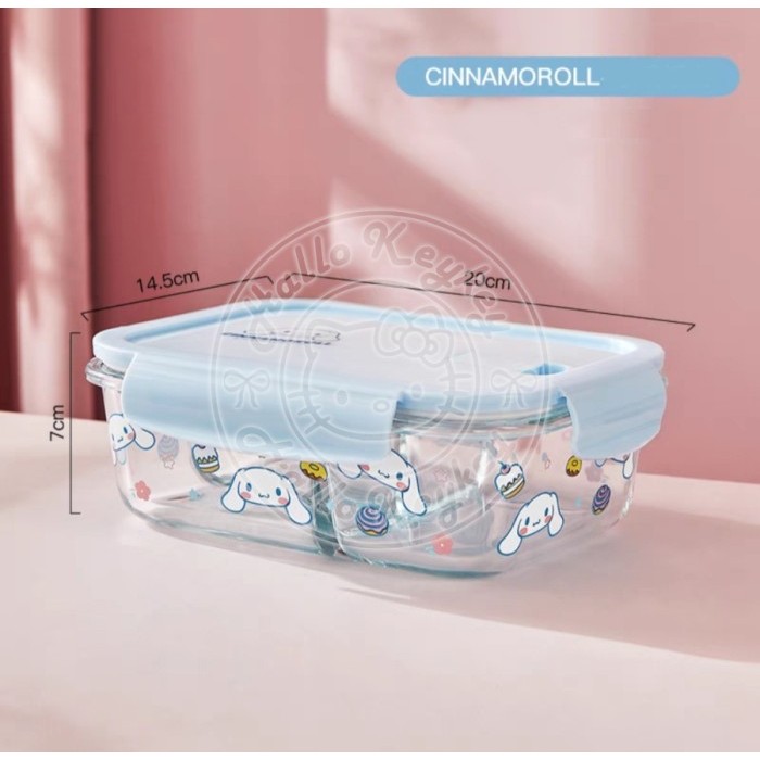Produk Ready kotak makanan kaca sekat 3 melody cinnamoroll original sanrio