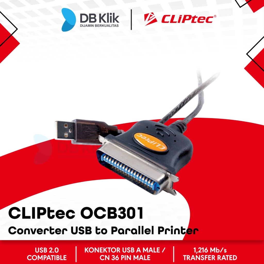 Cliptec Converter Ocb301 Usb To Parallel Printer - Ocb 301