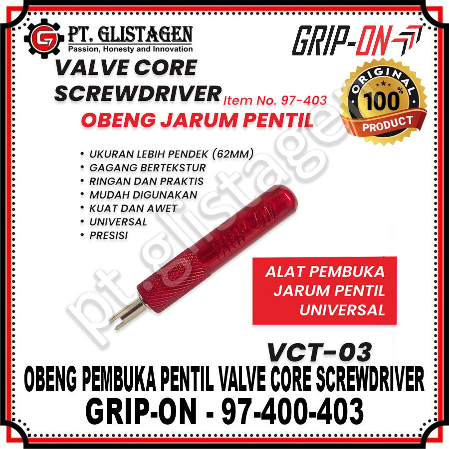 GRIP ON 97-403 Kunci Pembuka Pentil Ban Motor Mobil Sepeda Roda Alat Obeng Buka Pentil Ban Motor Mob